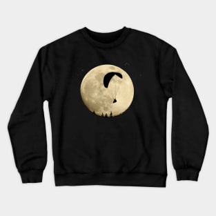 Paragliding moon Paragliding under a full moon Crewneck Sweatshirt